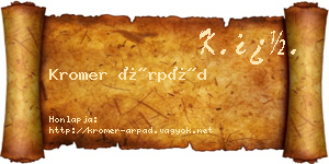 Kromer Árpád névjegykártya